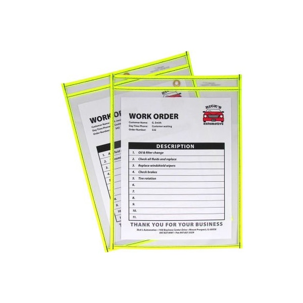 C-Line Products C-Line Products Neon Shop Ticket Holder, Yellow, Stitched, Both Sides Clear, 9 x 12, 15EA/BX 43916 - main